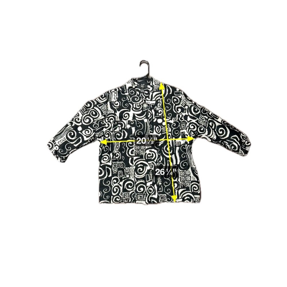 Ios Abstract Button Front Shacket Black White Sz … - image 6